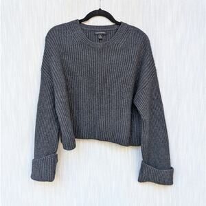 Banana Republic Dark Gray Oversized Wool/Cashmere Cropped Sweater, Size M